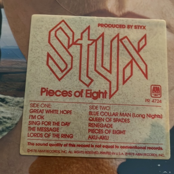Styx Pieces Of Eight Limited Edition Numbered Picture Disc LP 1978 - Picture 4 of 7
